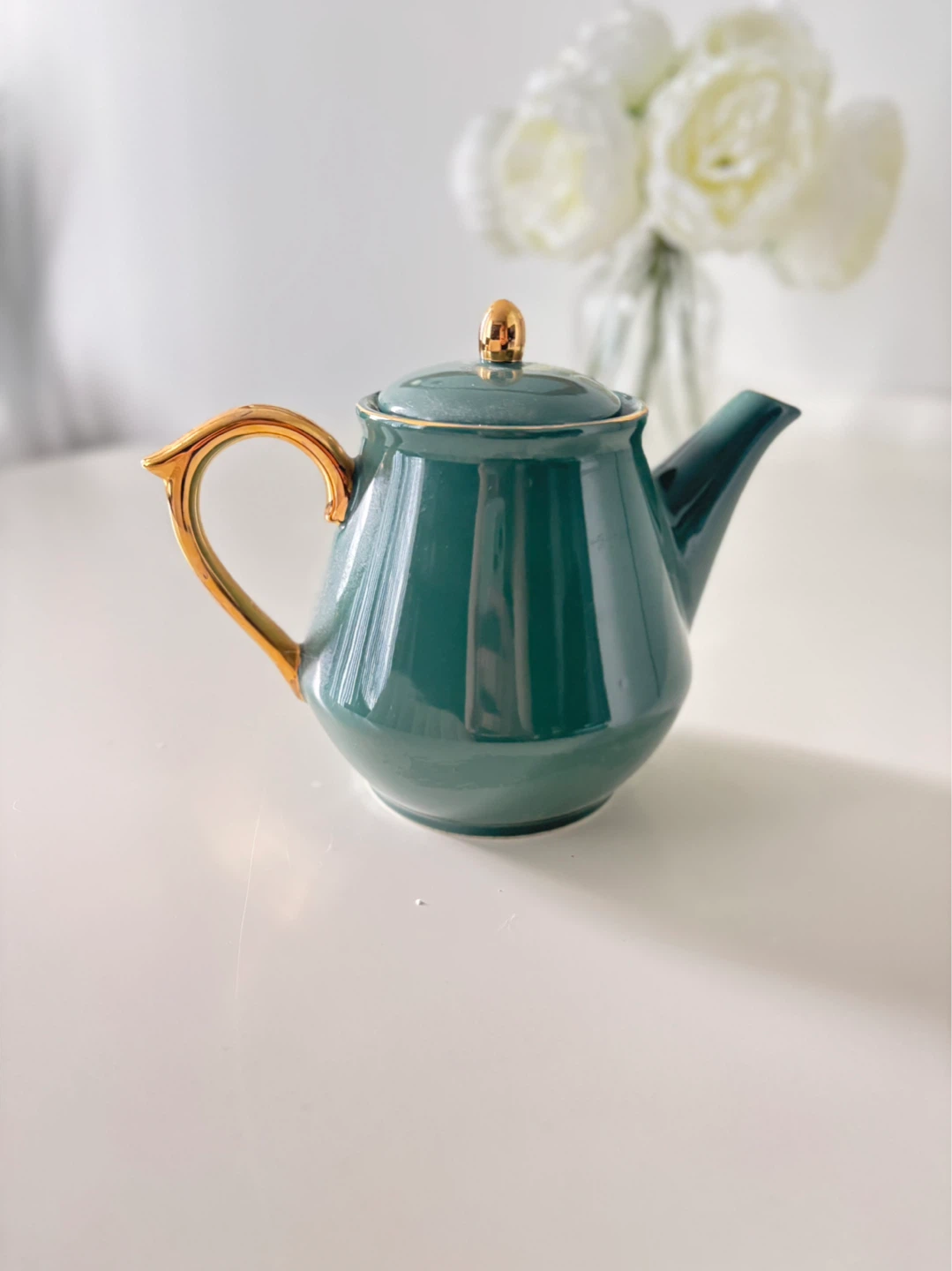 Teapot with Infuser - Emerald Green and Gold