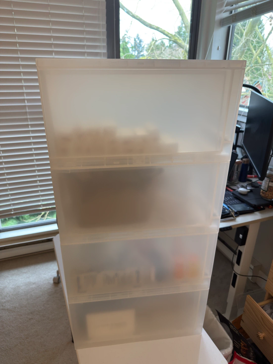 Clear Plastic 4-Drawer Storage Unit