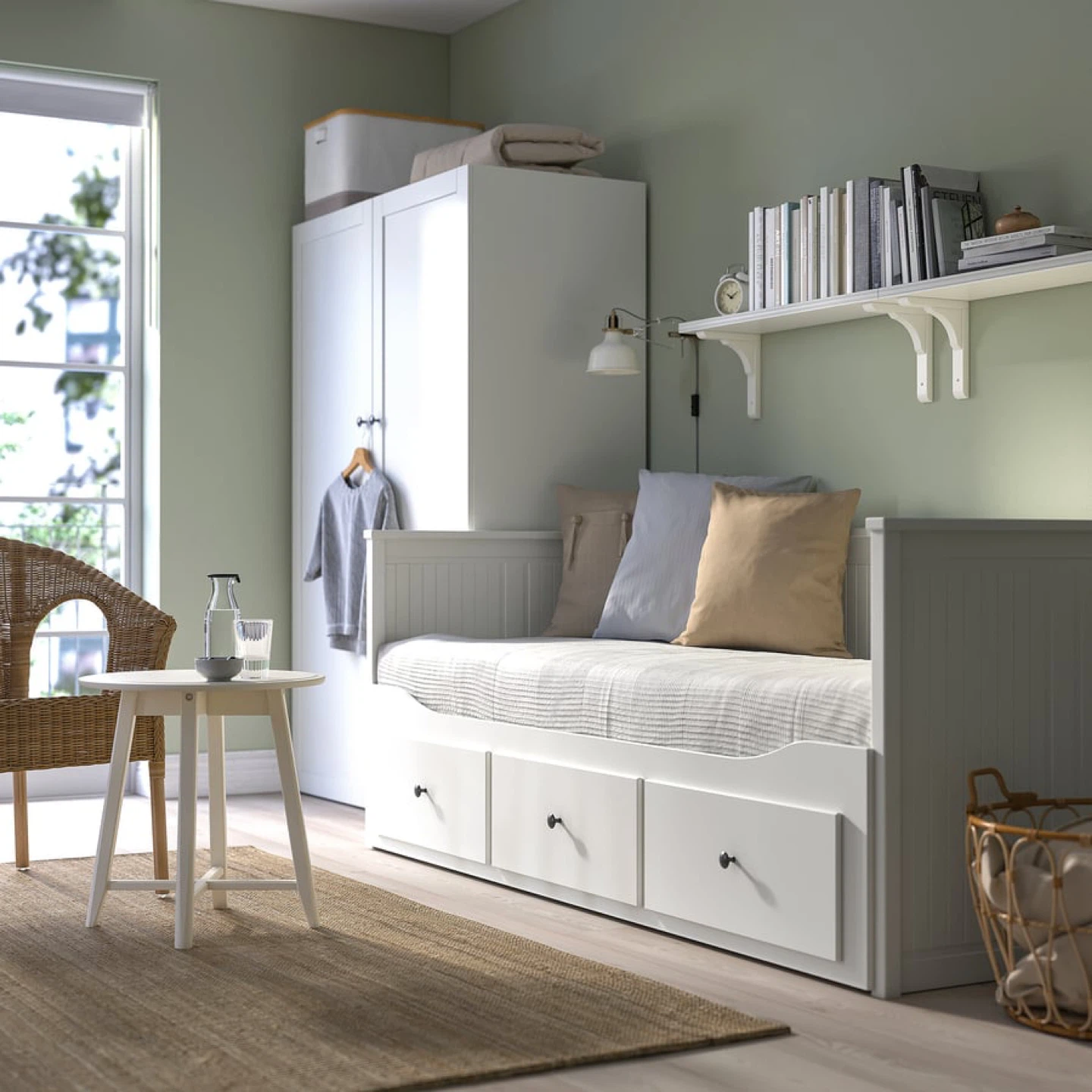 IKEA White Daybed with Storage Drawers and 2 twin mattress - photo 2