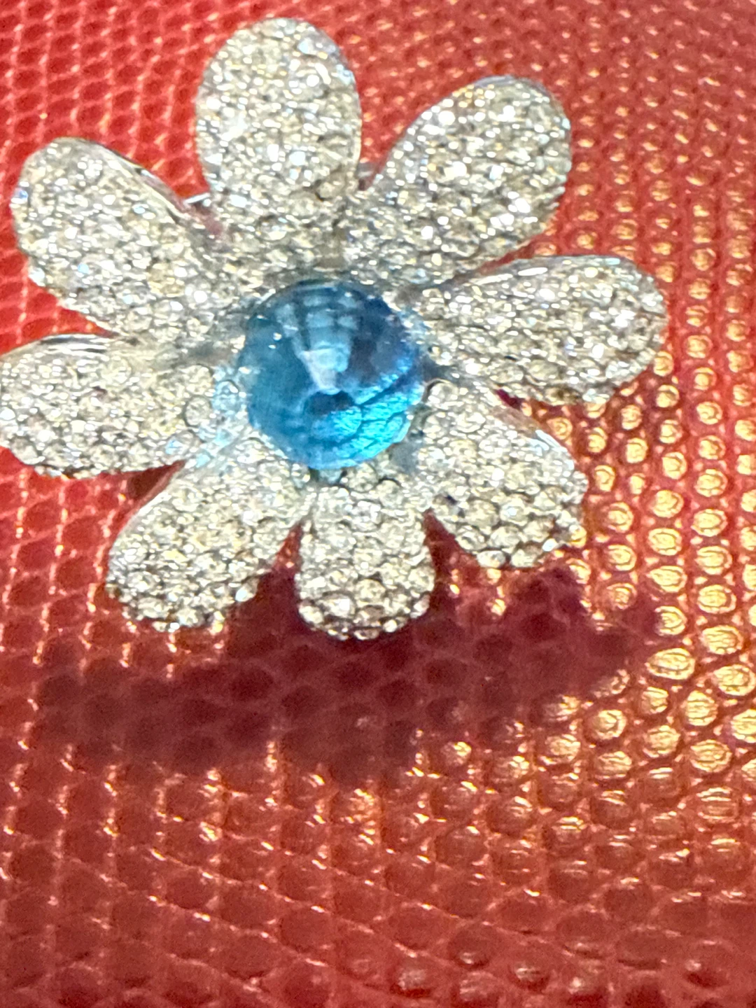 Rhinestone Flower Ring with Blue Center Stone - photo 2