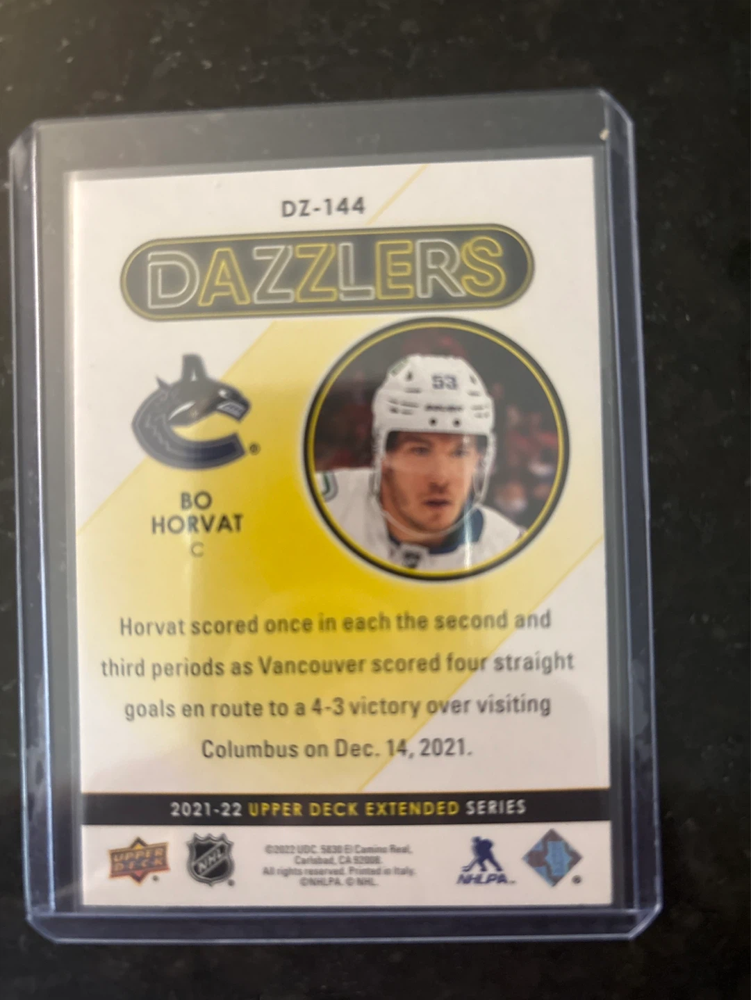 Bo Horvat DAZZLERS Hockey Card - photo 2