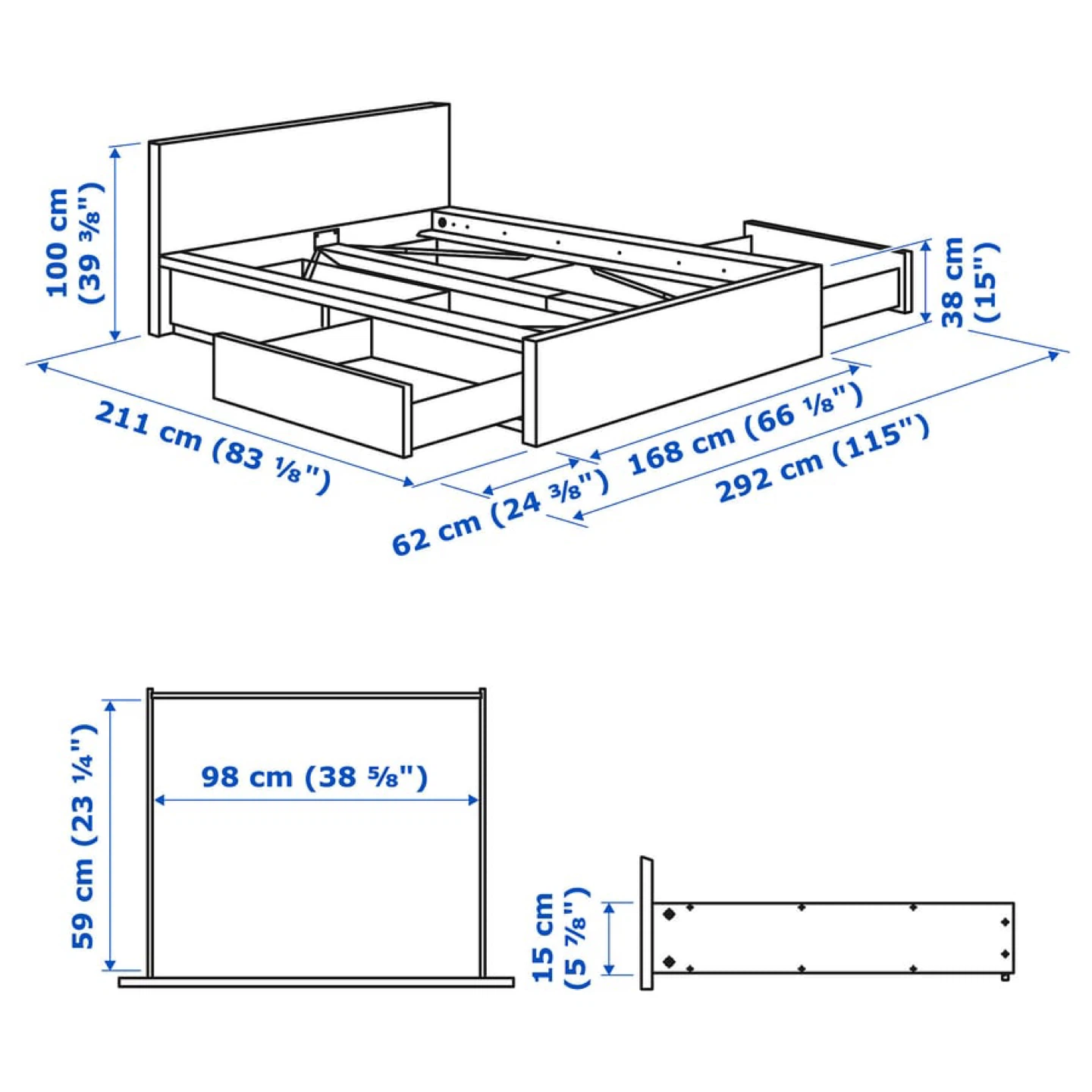 IKEA MALM Bed Frame with Storage Drawers - photo 3