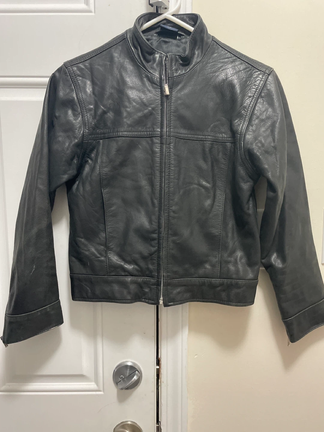 GAP Black Leather Jacket - L/G in good condition