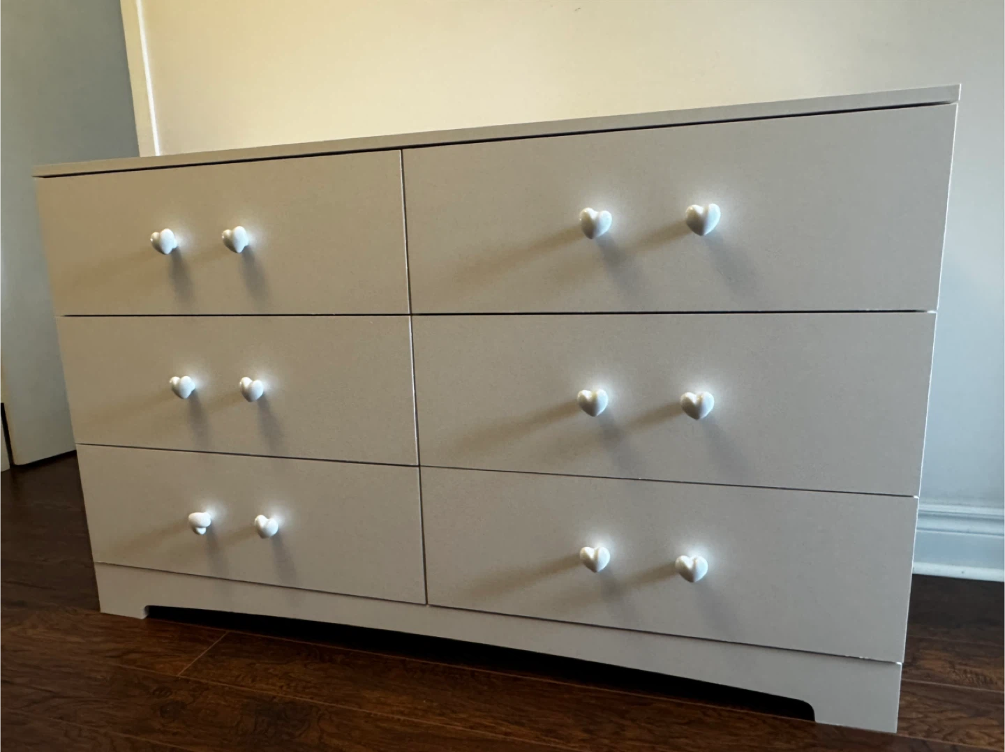 White Dresser with Heart Knobs