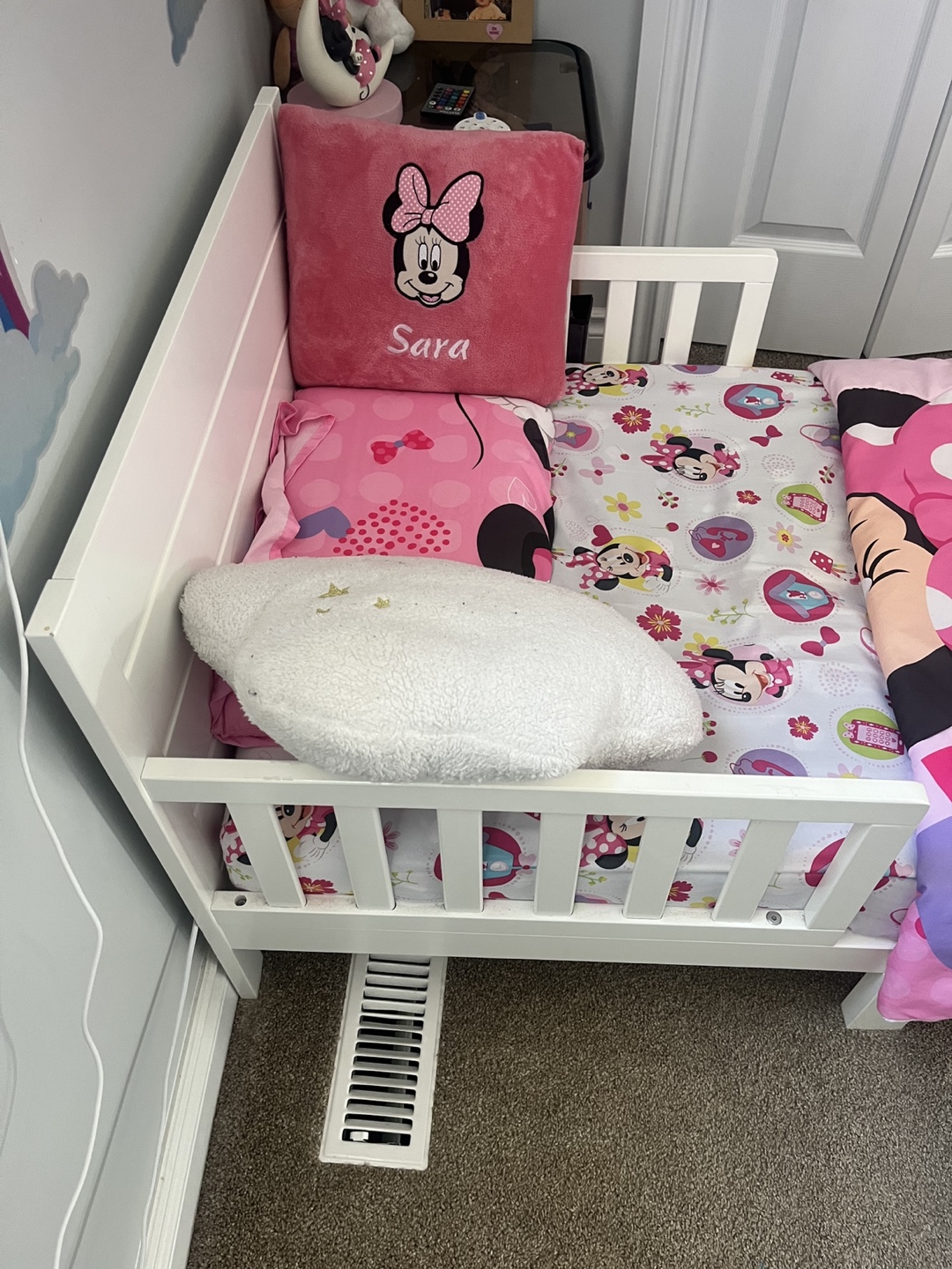 White Toddler Bed with mattress and Bedding - photo 2