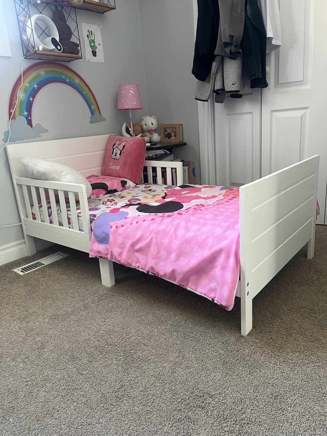 White Toddler Bed with mattress and Bedding - photo 3