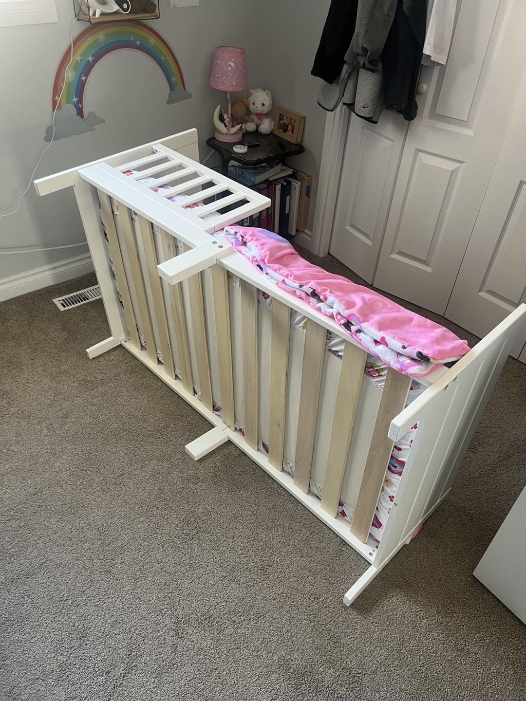 White Toddler Bed with mattress and Bedding - photo 4