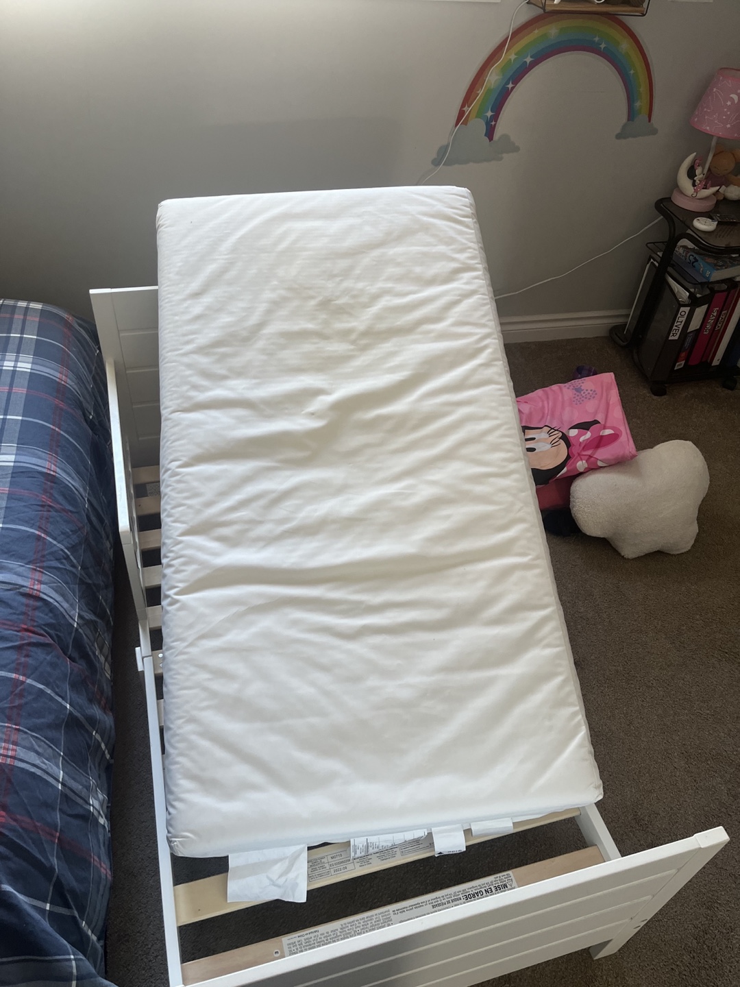 White Toddler Bed with mattress and Bedding - photo 5
