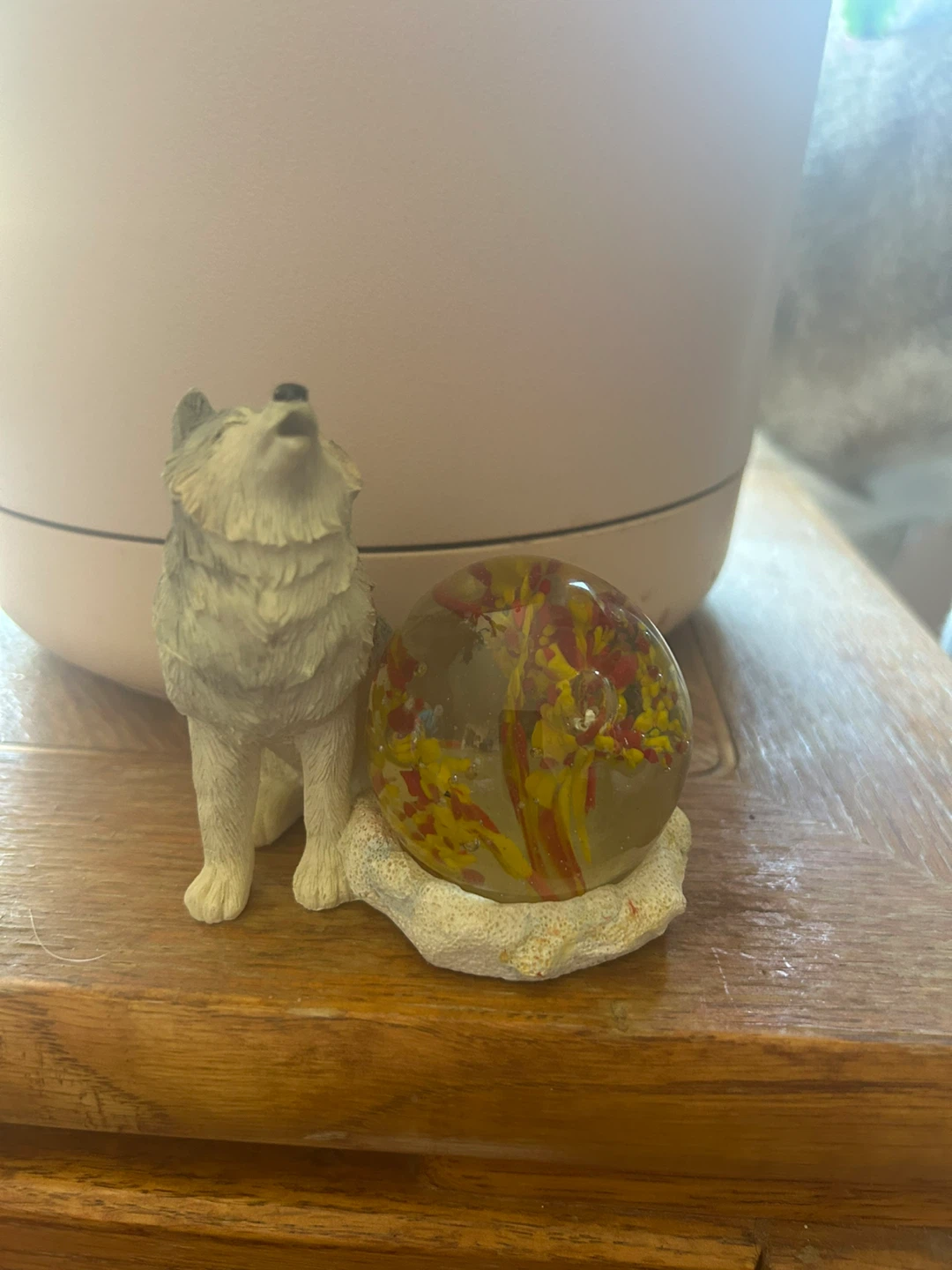 Wolf and Paperweight Figurine