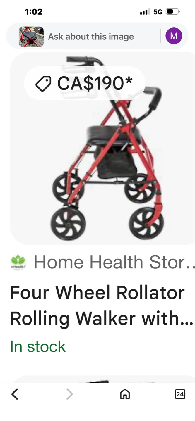 Red Four Wheel Rollator Rolling Walker with Seat