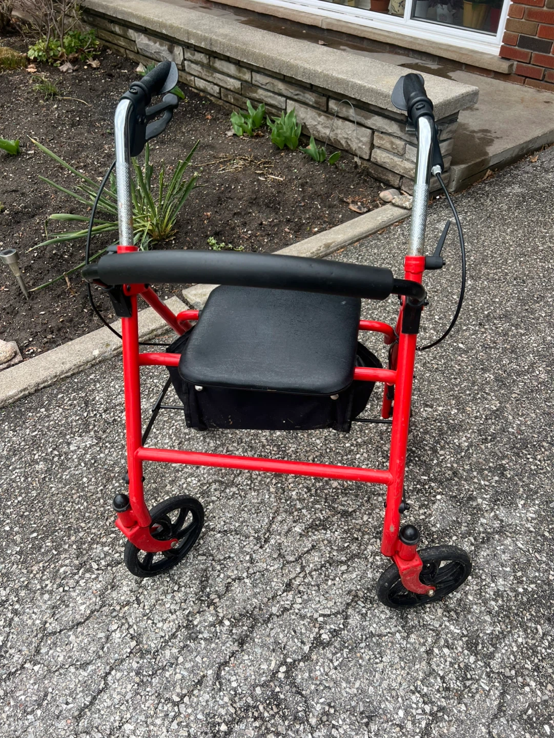 Red Four Wheel Rollator Rolling Walker with Seat - photo 2