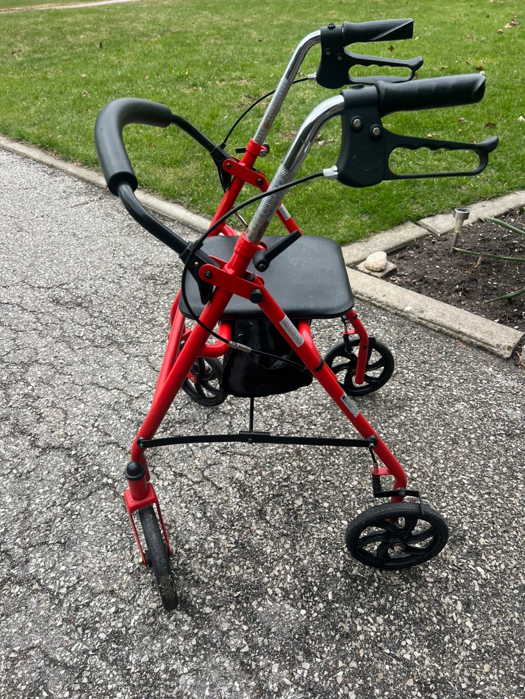Red Four Wheel Rollator Rolling Walker with Seat - photo 3