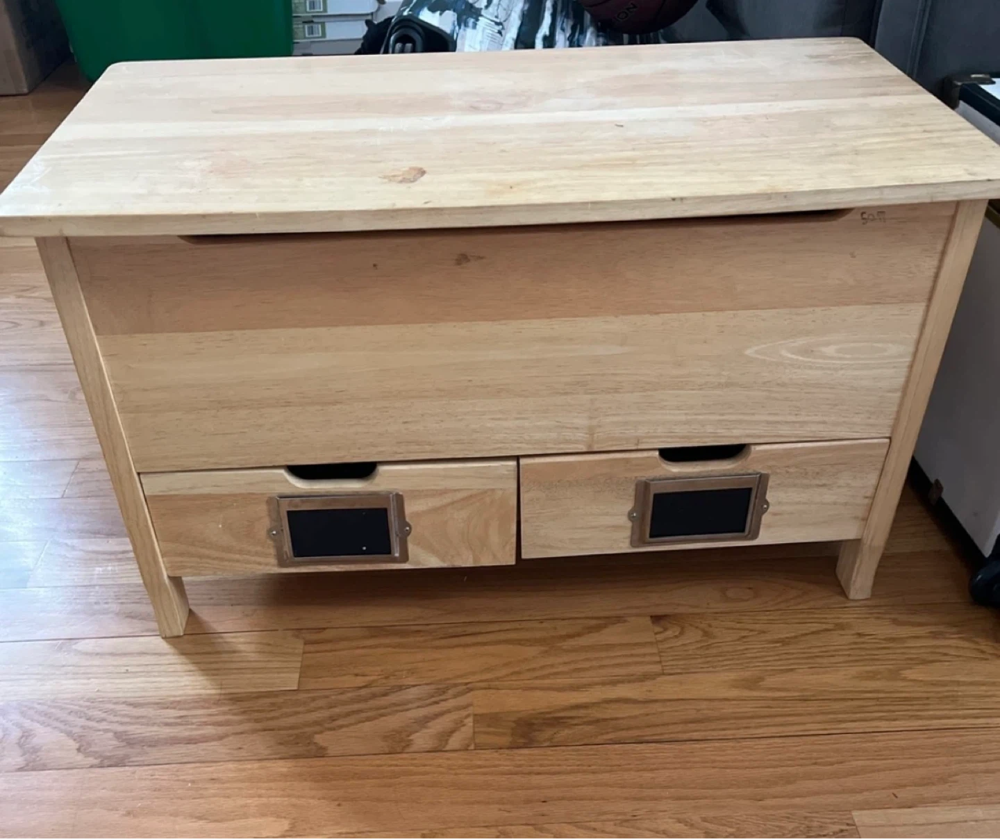 Wooden Toy Chest Storage Bench with 2 Drawers