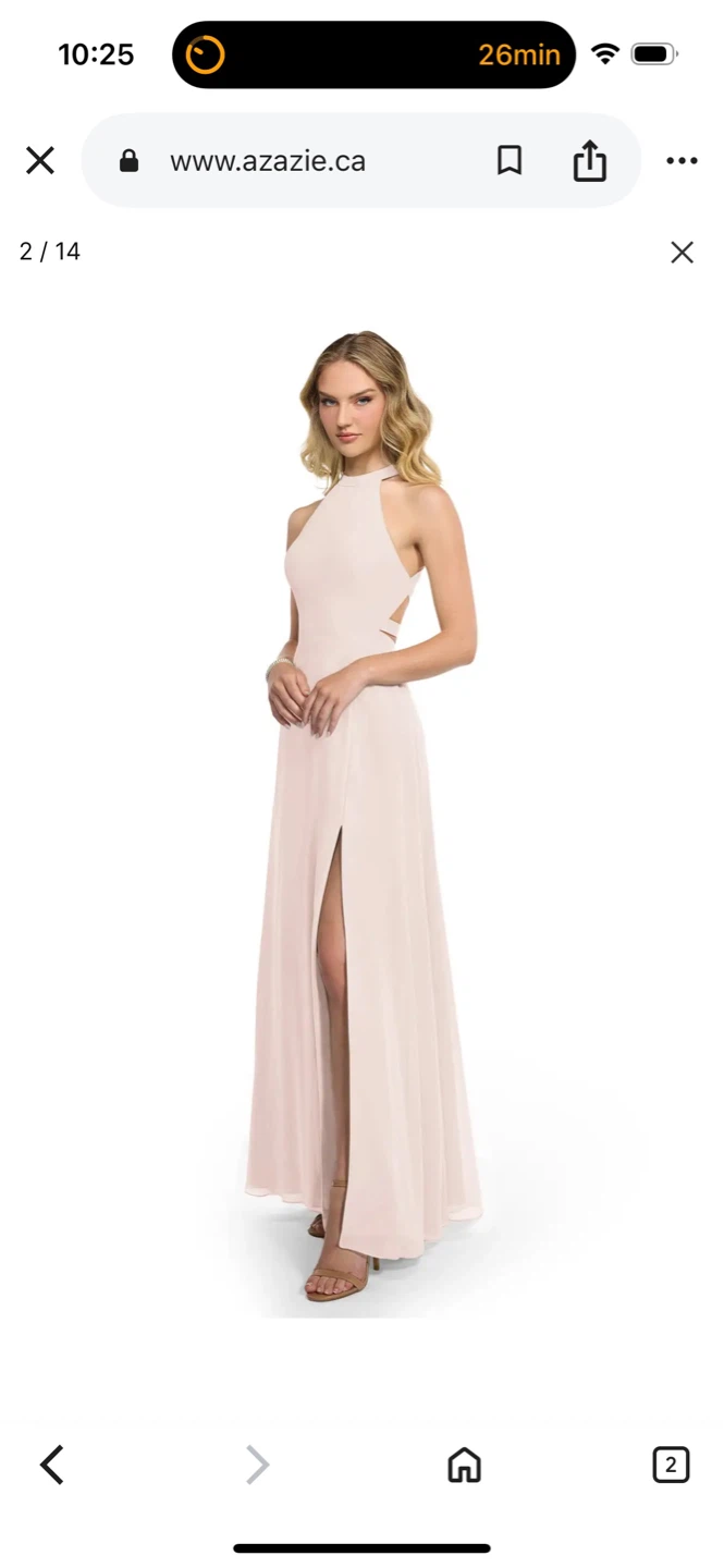 Azazie Rose Petal Halter Neck Maxi Dress