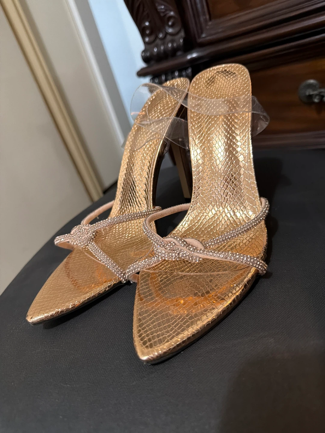 Rose Gold Embellished Stiletto Heels