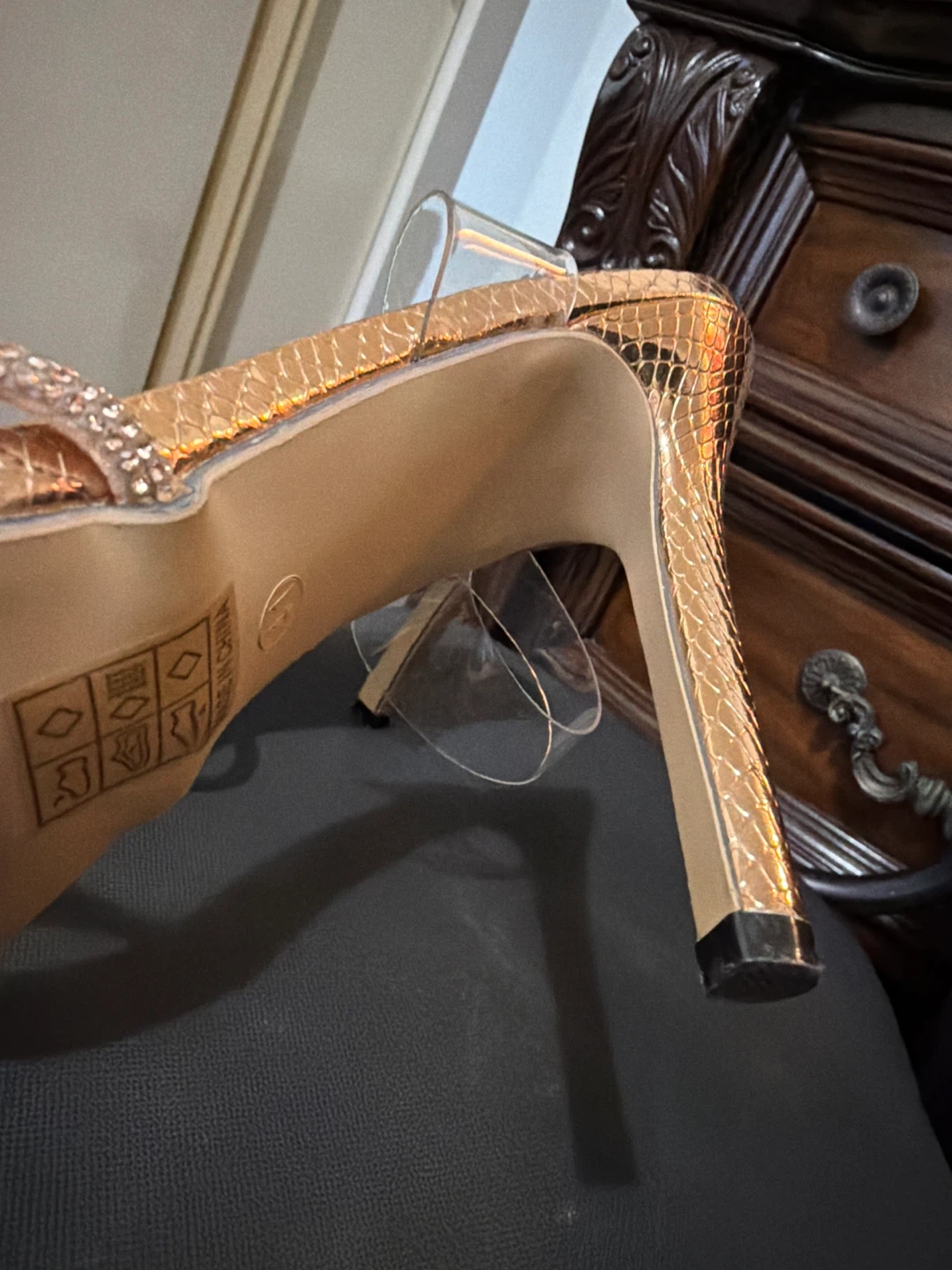 Rose Gold Embellished Stiletto Heels - photo 2