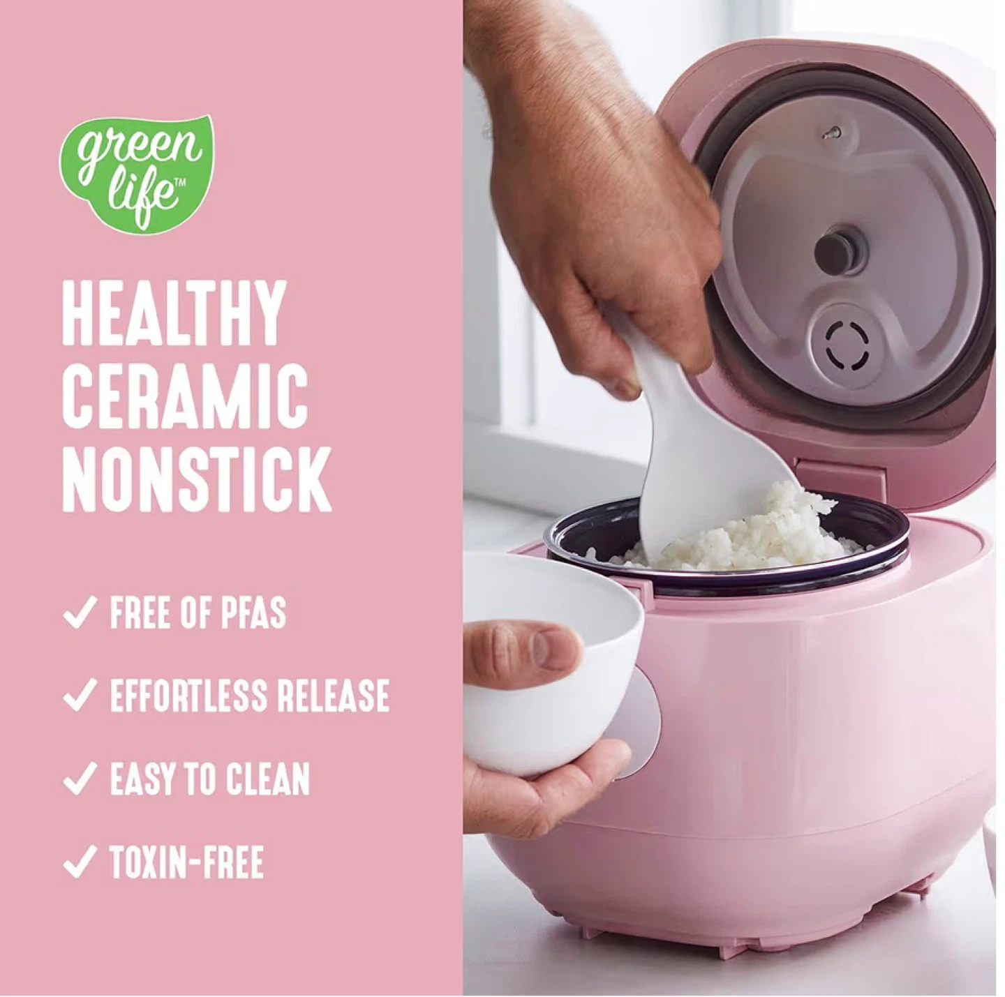 GreenLife Pink Digital Rice Cooker (4cups) - photo 5