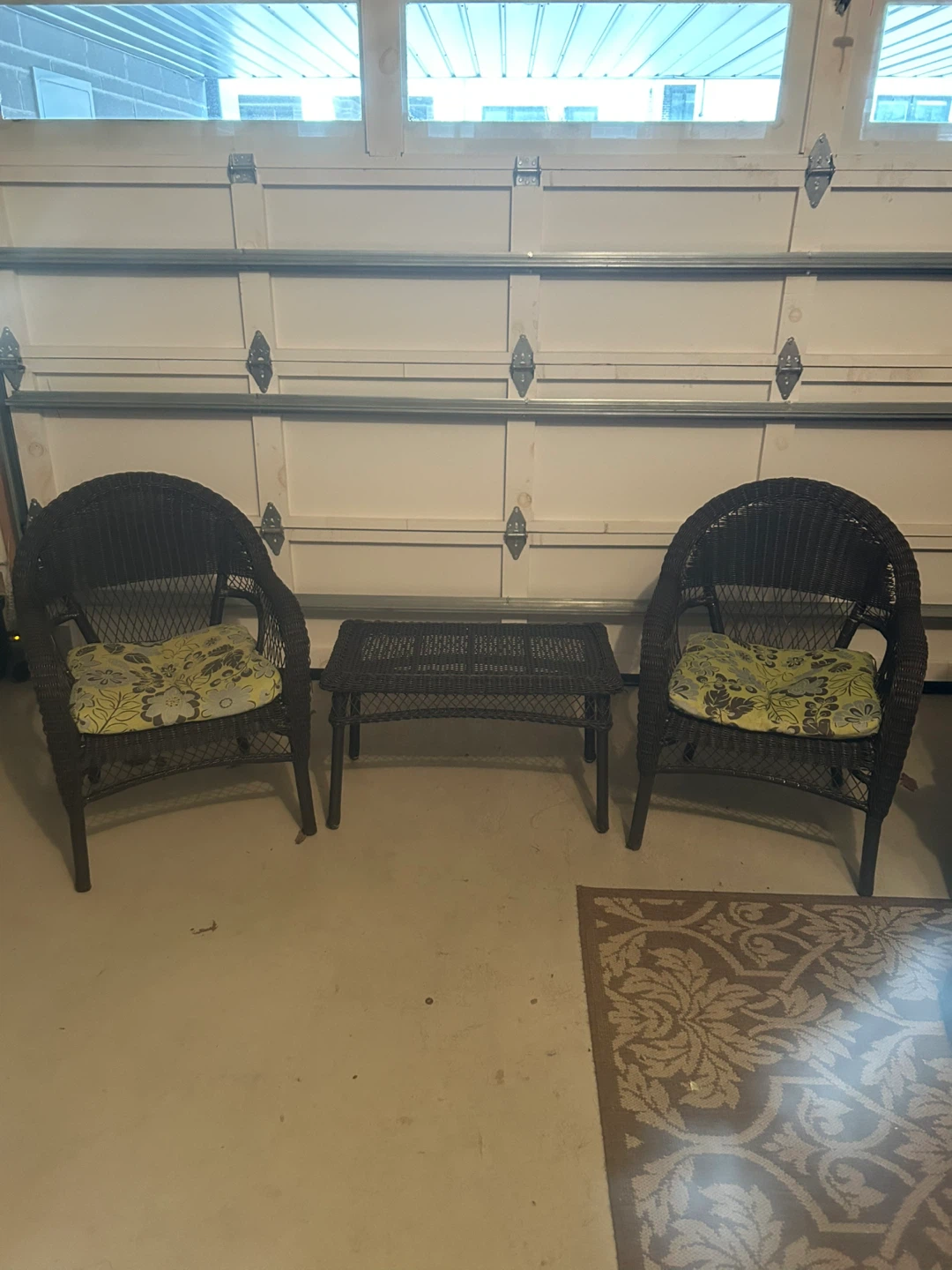 Wicker Patio Chairs and Table Set with Cushions