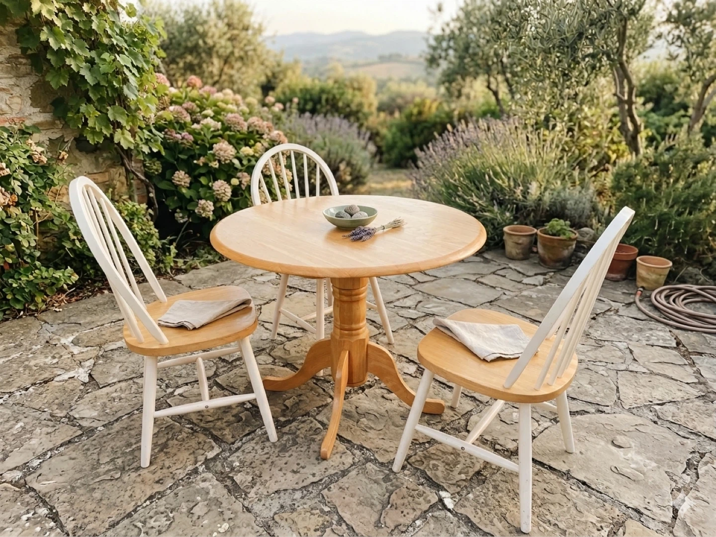 Wooden Round Dining Table and Chairs Set
