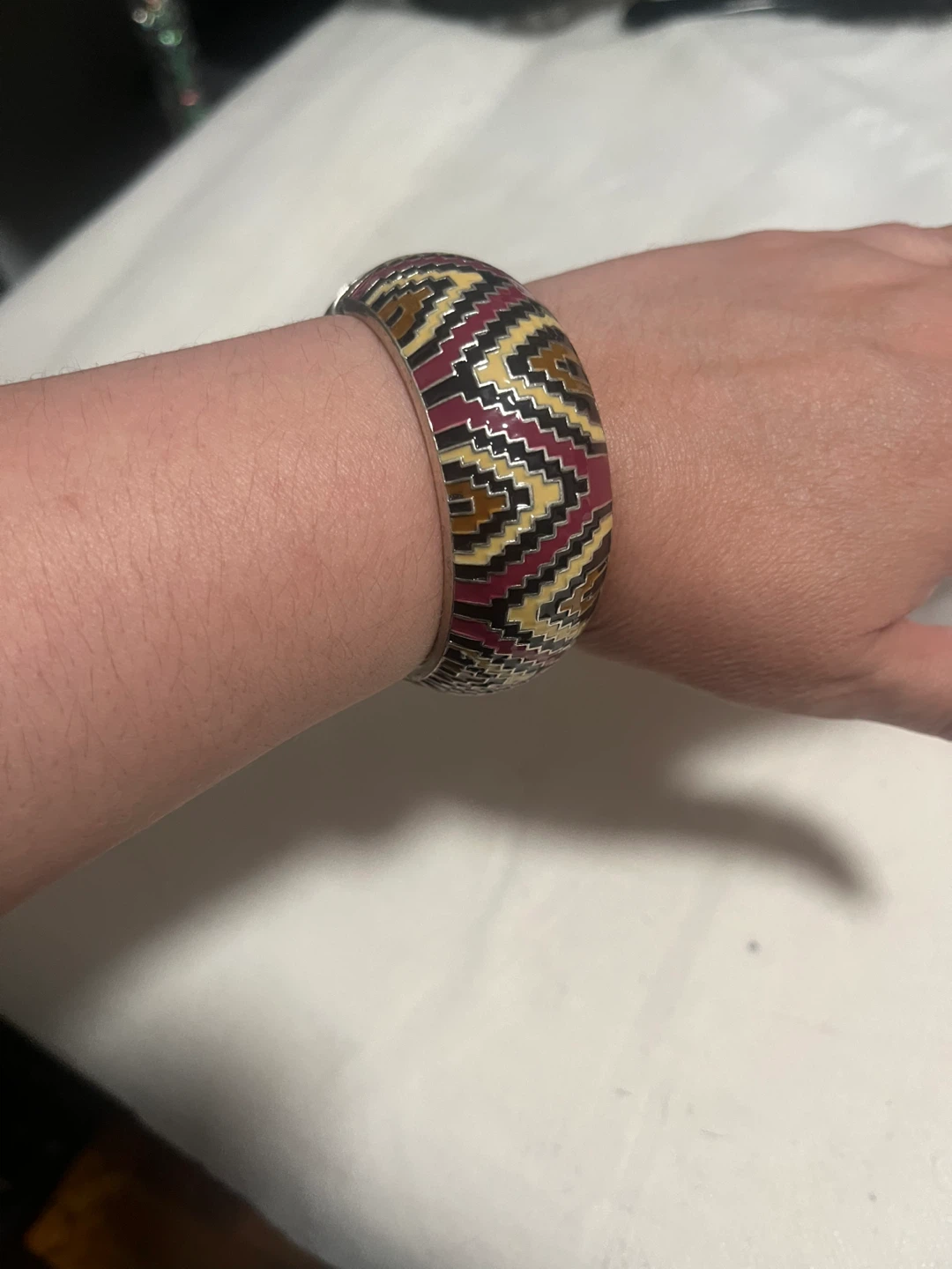 Bangle Bracelet with Geometric Pattern