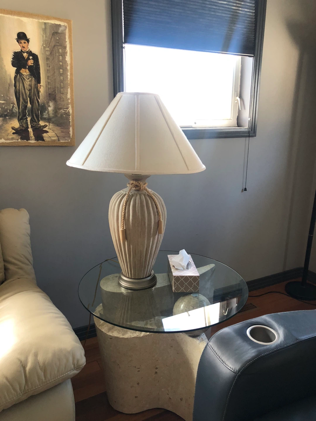 Cream Ceramic Table Lamp with Rope Accent - photo 2