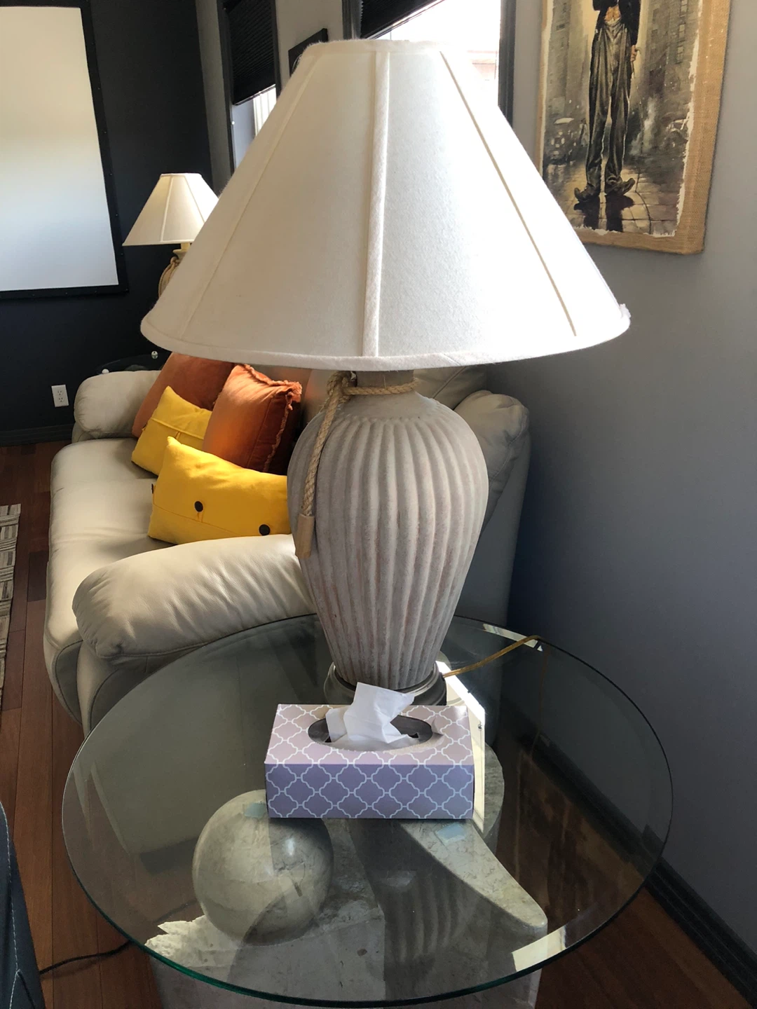 Cream Ceramic Table Lamp with Rope Accent - photo 3