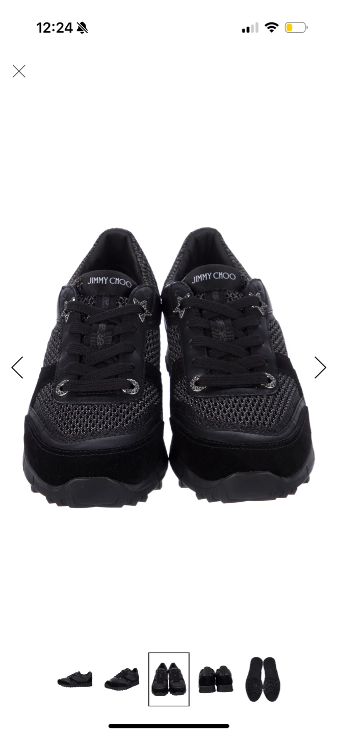 Jimmy Choo Black Mesh & Suede Sneakers