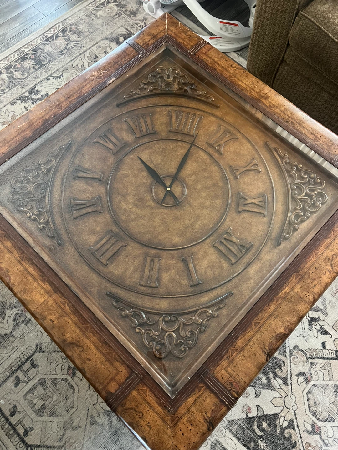 Square Coffee Table with Clock Face Inlay - photo 3