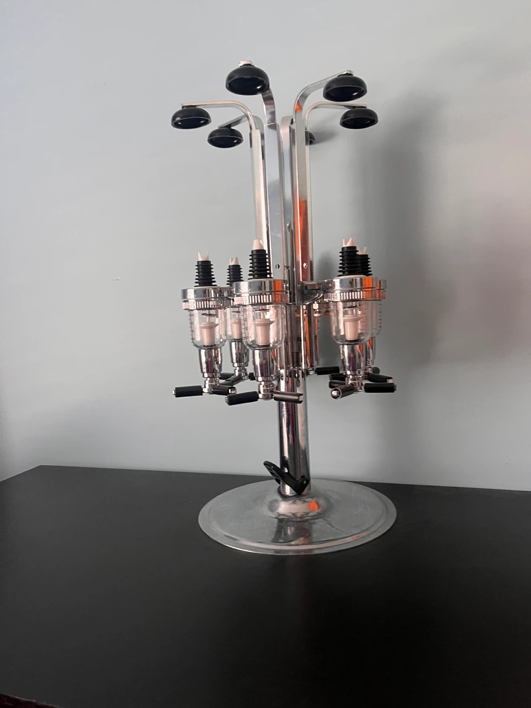Chrome Rotary Liquor Dispenser - 4 Bottle