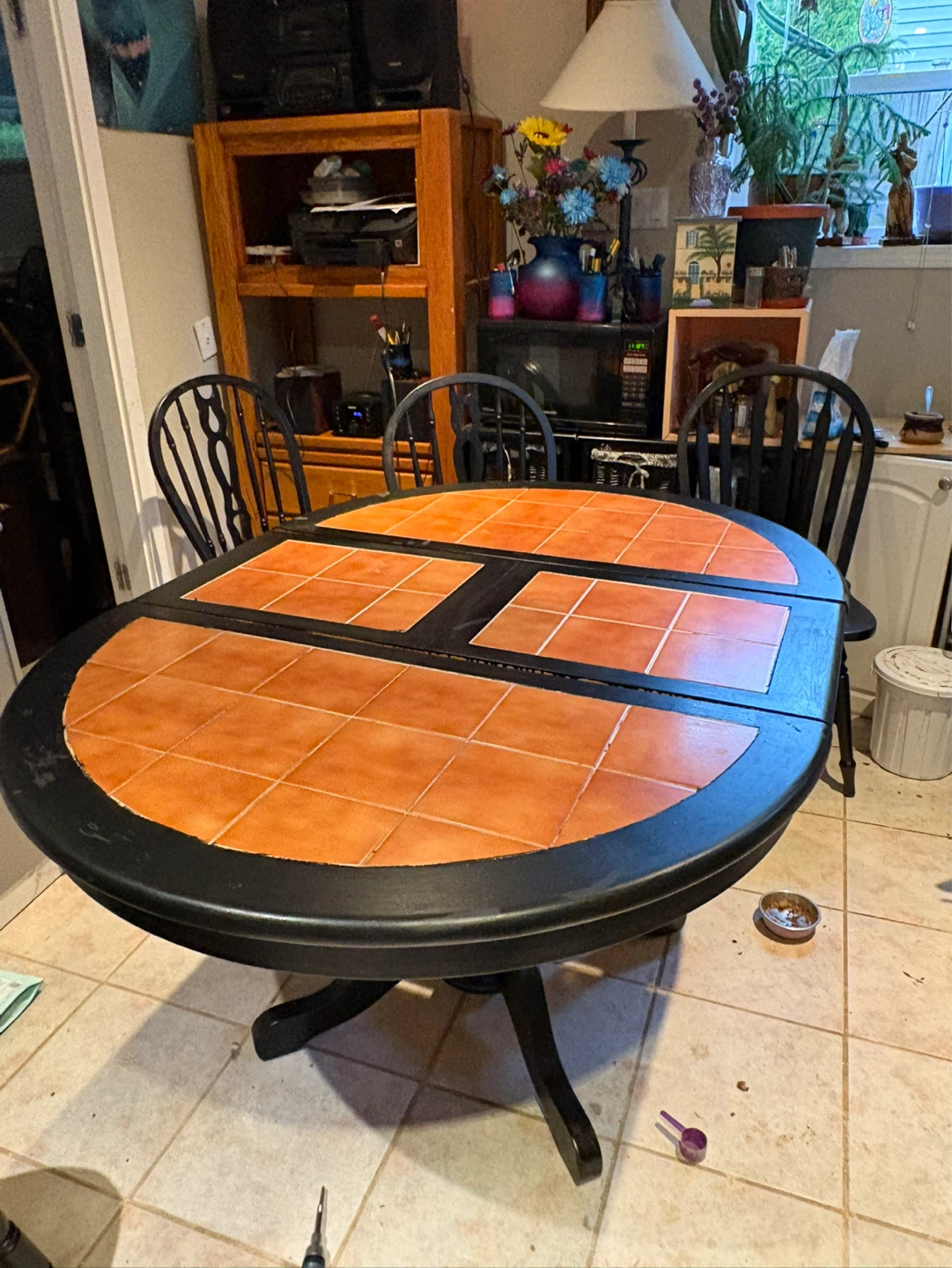 Extendable Dining Table with Tile Top - photo 4
