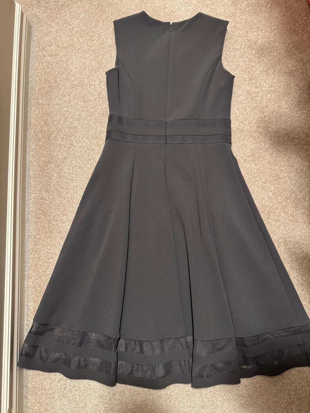 Brand New Calvin Klein Black Sleeveless Mesh Trim Dress Size 2 - photo 3