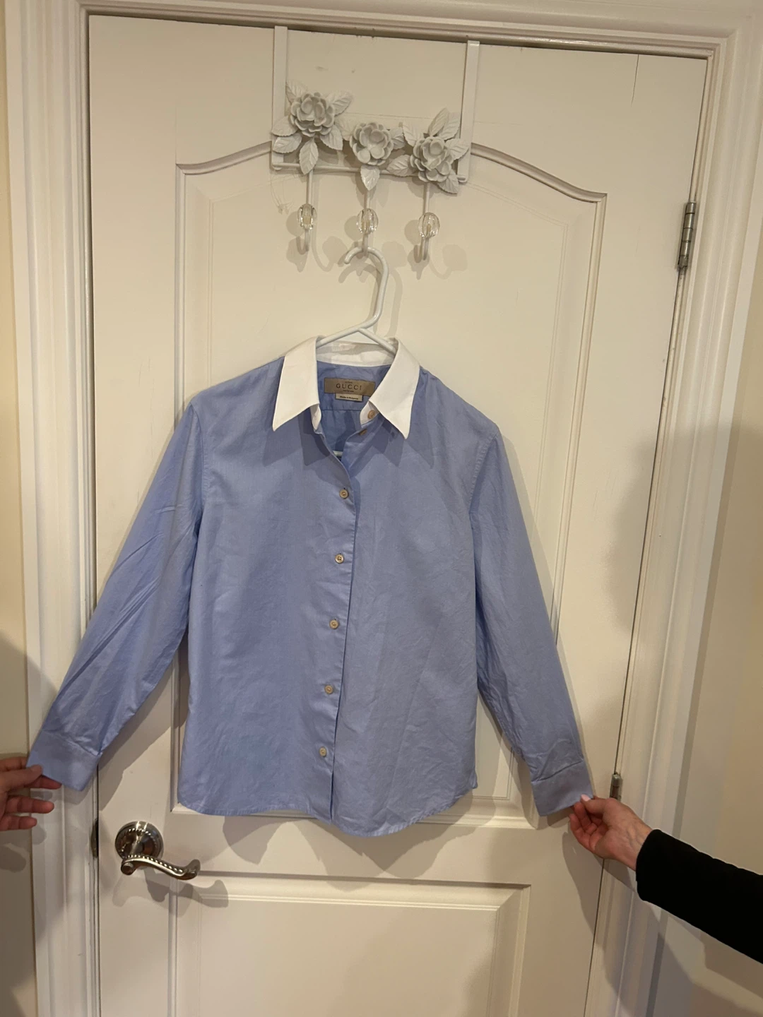 Gucci Uniform Blue Dress Shirt with White Collar - photo 3