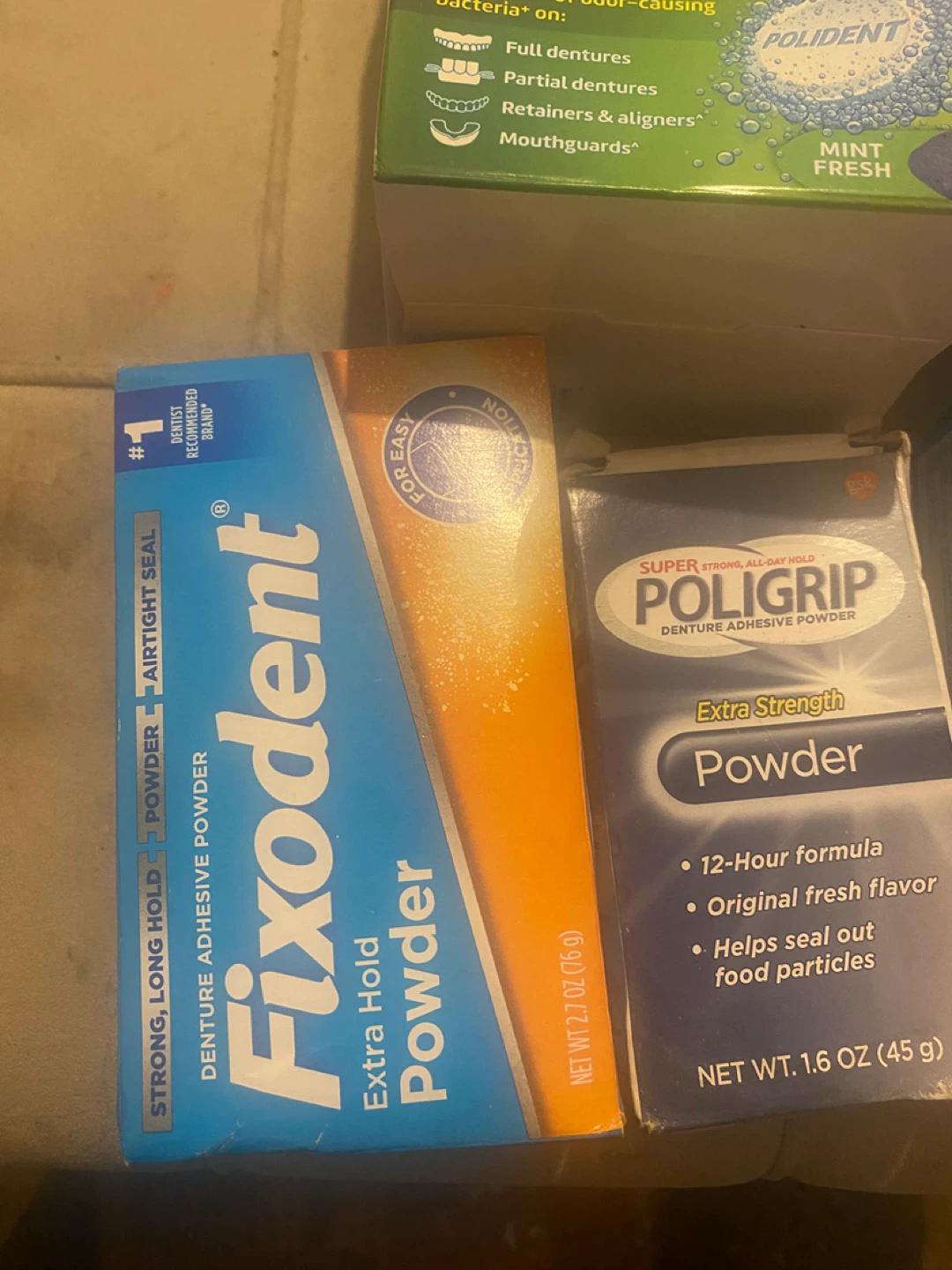 Fixodent and Poligrip Denture Adhesive Powder Lot - photo 3