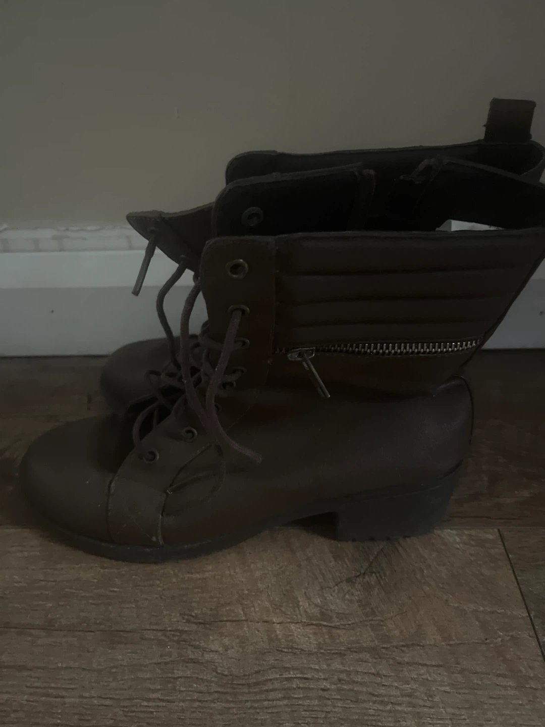 Brown Lace-Up Combat Boots - photo 2
