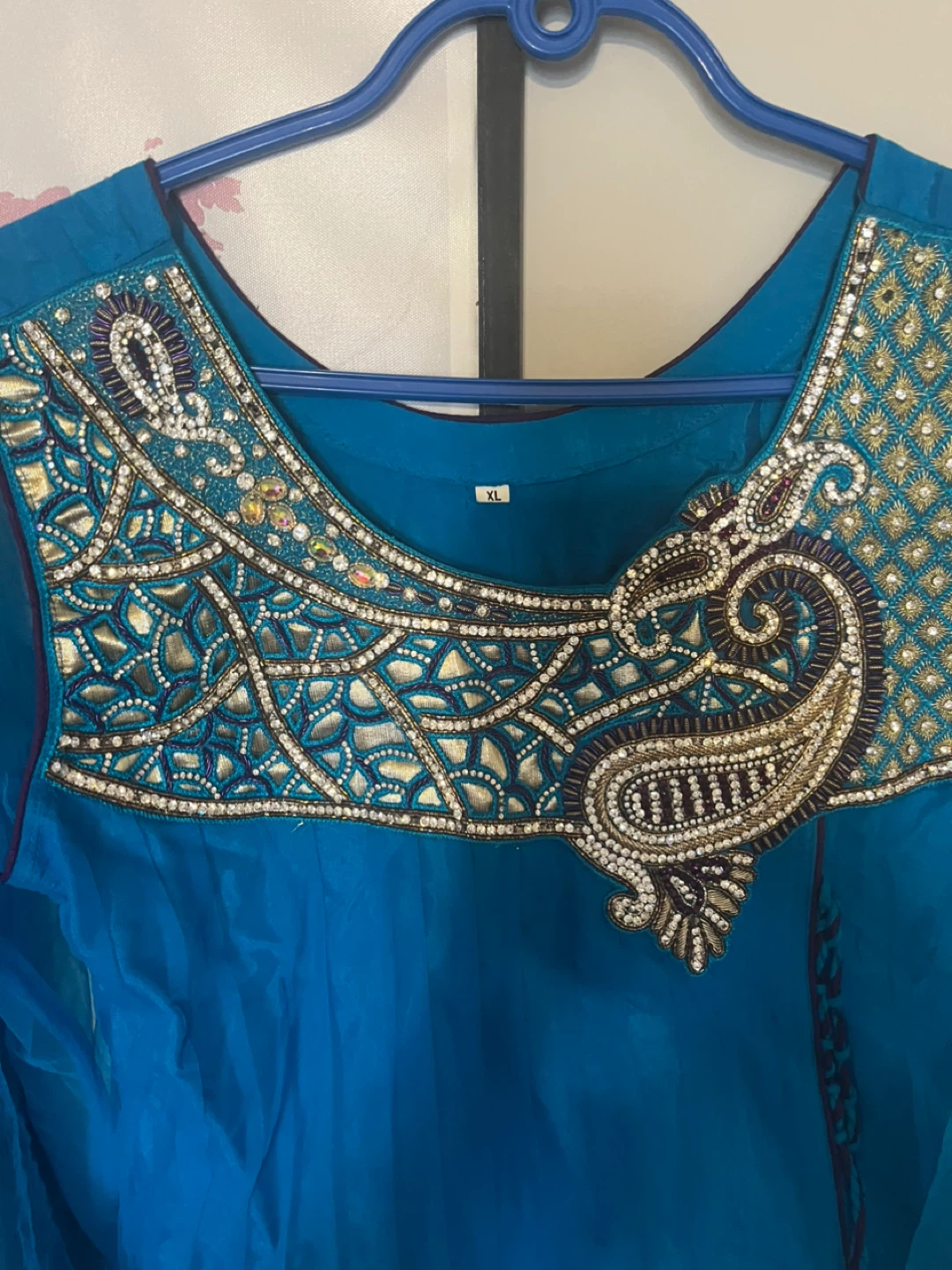 Blue and Purple Embroidered Anarkali Suit Set - photo 2