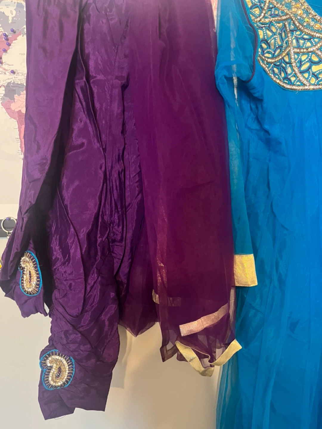 Blue and Purple Embroidered Anarkali Suit Set - photo 3