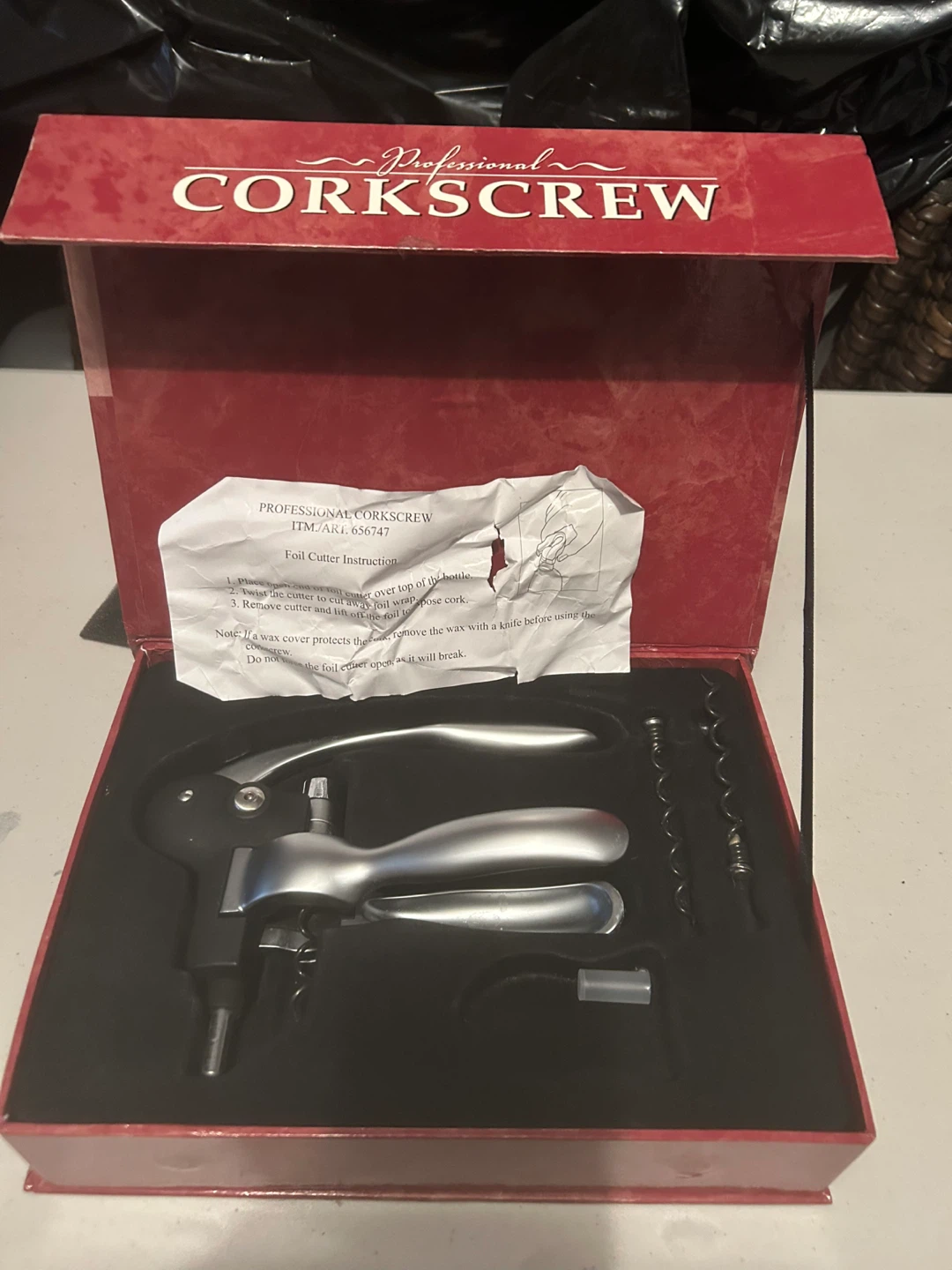 Professional Corkscrew with Foil Cutter and Extra Screws - photo 2