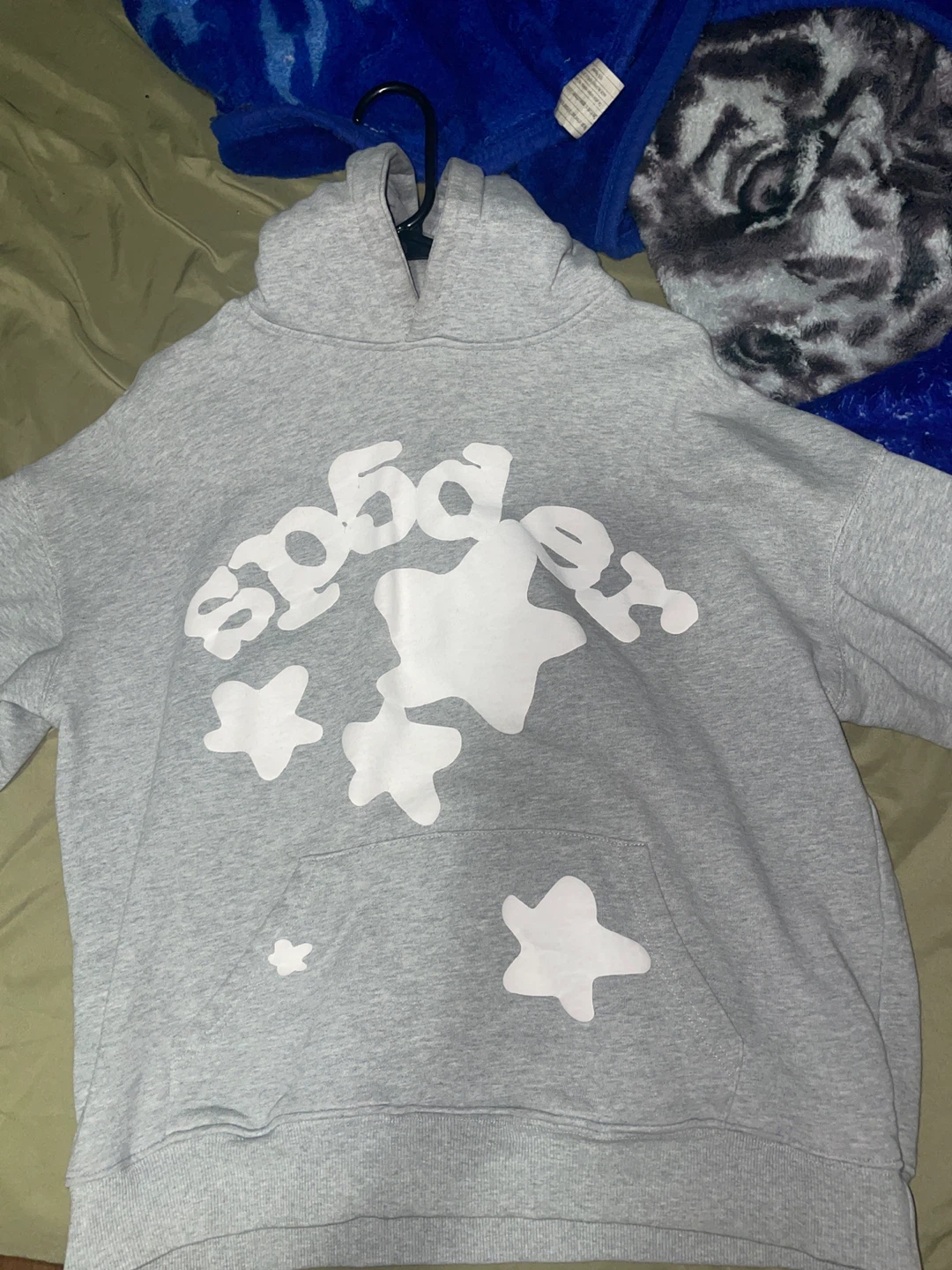 Grey Hoodie with White Stars - Size XL