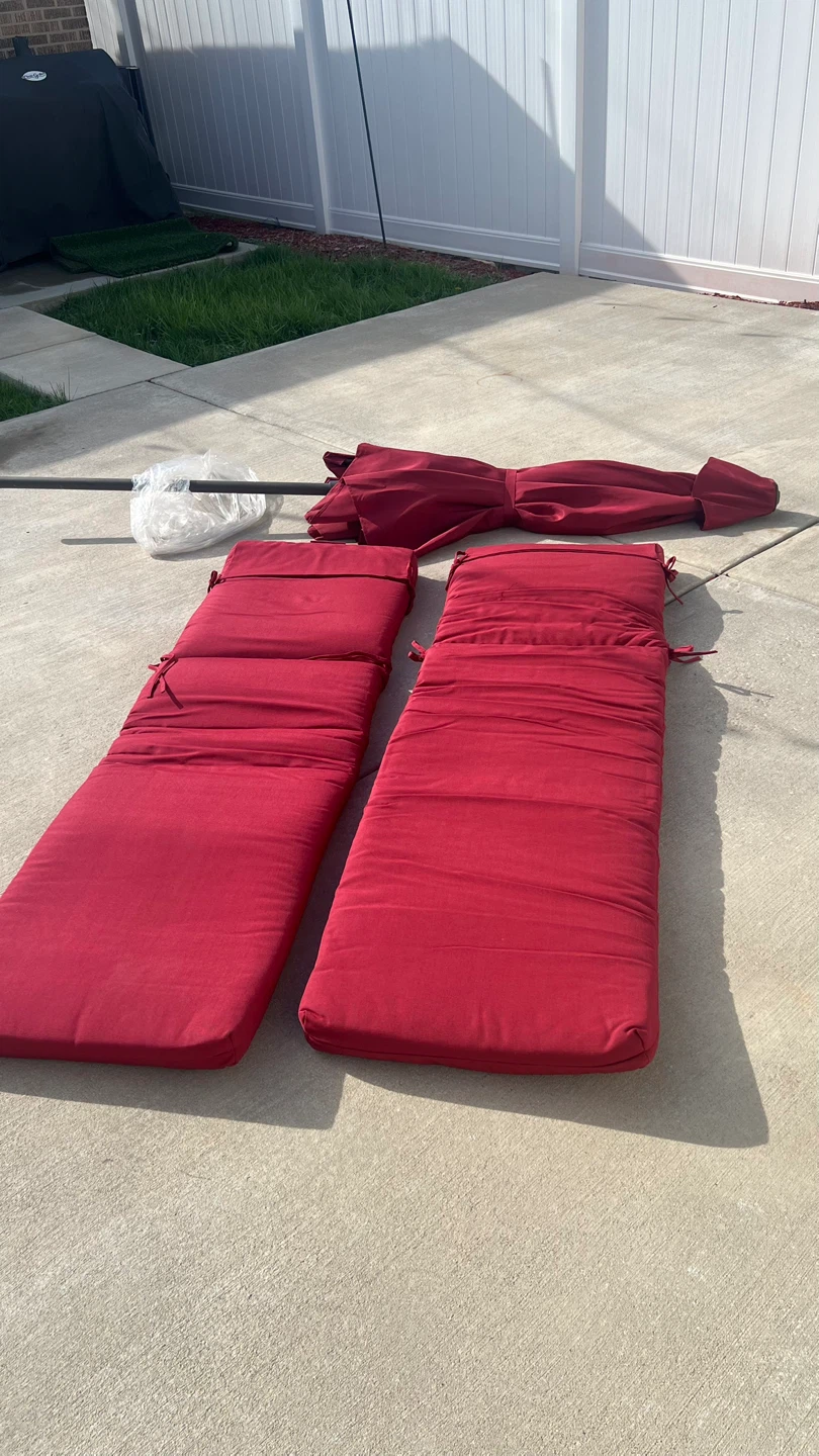Red Patio Umbrella with Cushions and Umbrella Light - photo 2