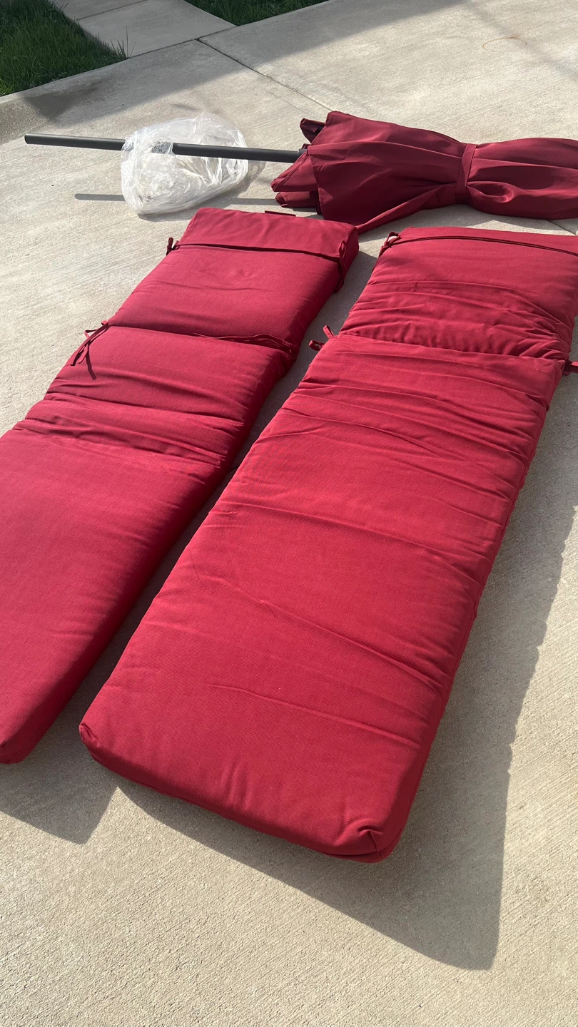 Red Patio Umbrella with Cushions and Umbrella Light - photo 3