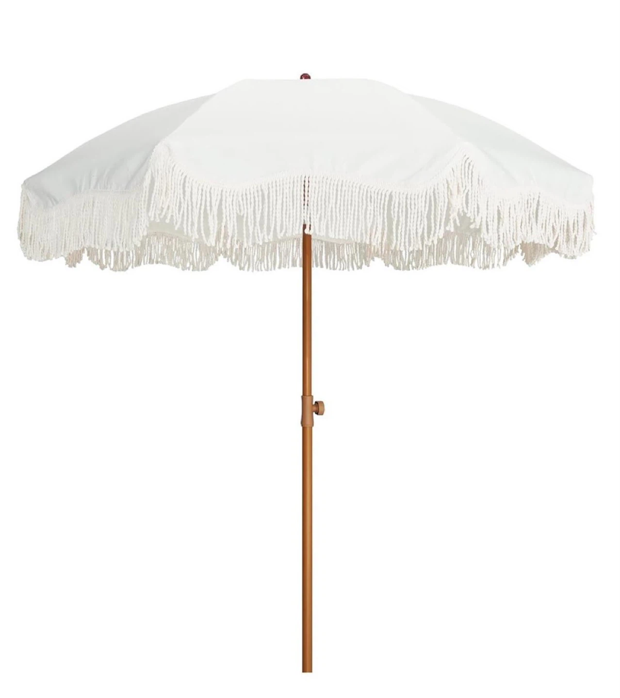White Fringe Beach Umbrella