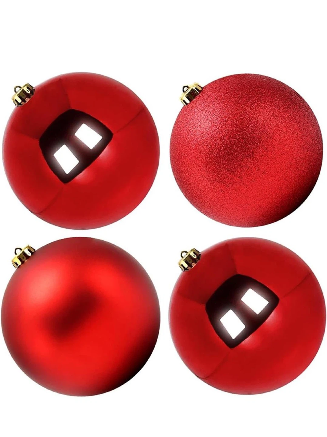 Set of 4 Red Christmas Ornaments - photo 2