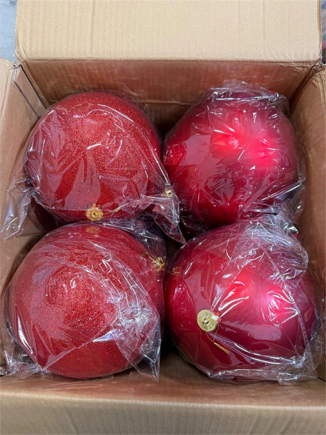 Set of 4 Red Christmas Ornaments