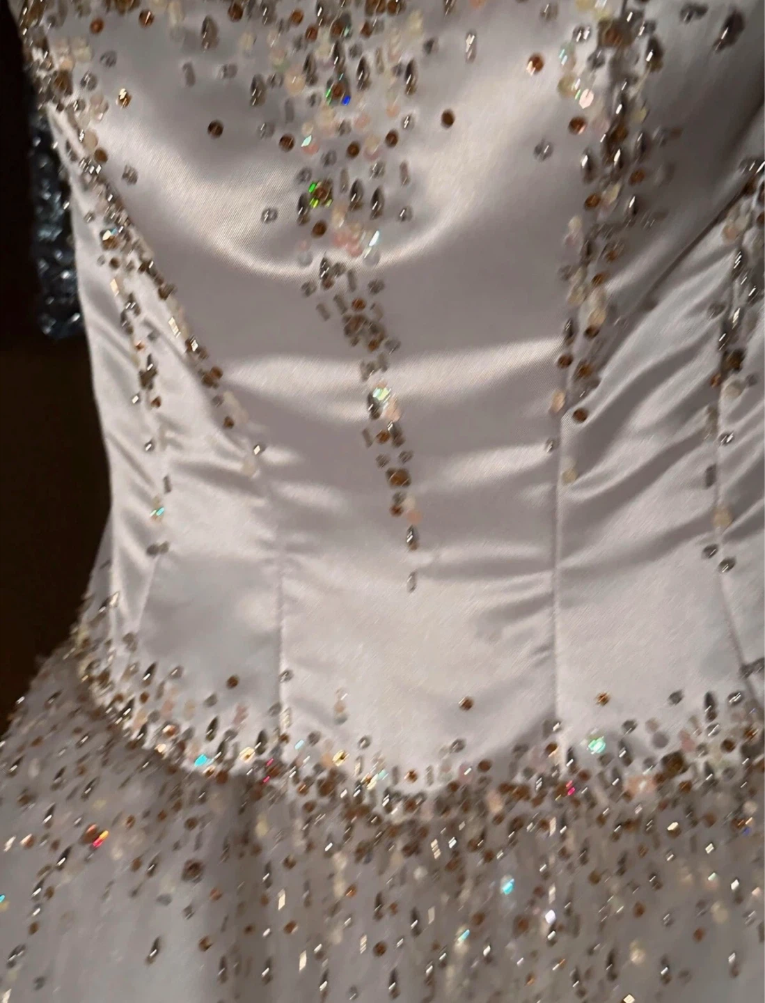 White Beaded Strapless Gown