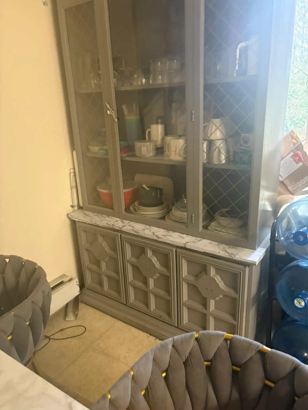 Grey China Cabinet with Glass Doors - photo 2