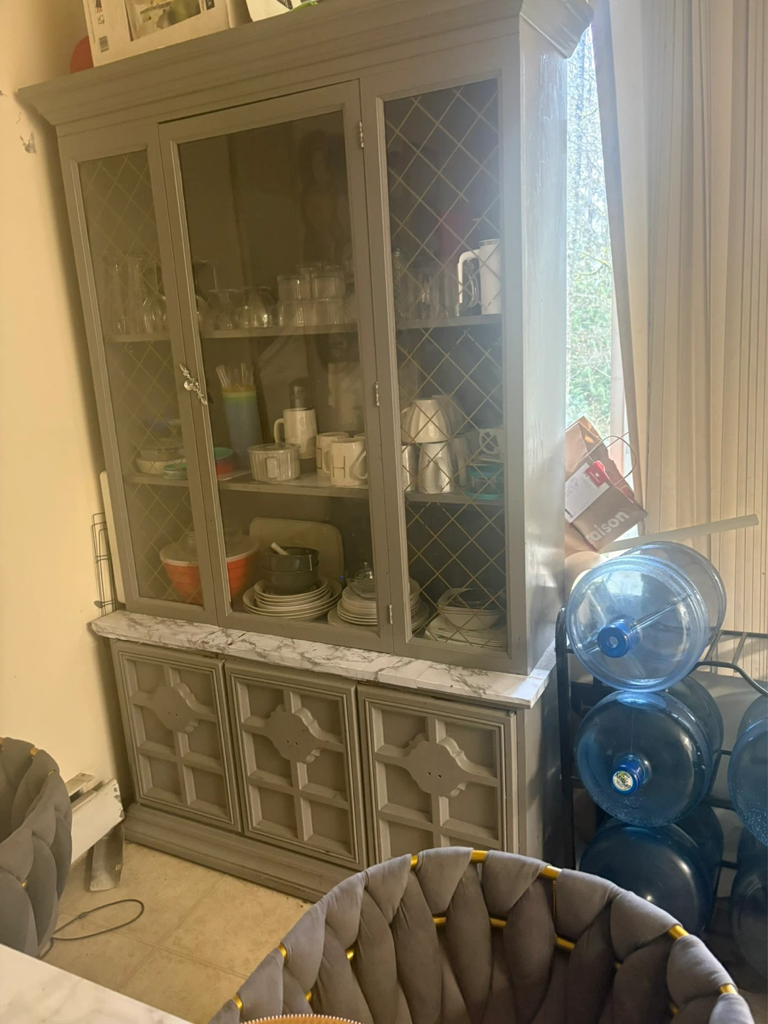 Grey China Cabinet with Glass Doors - photo 3