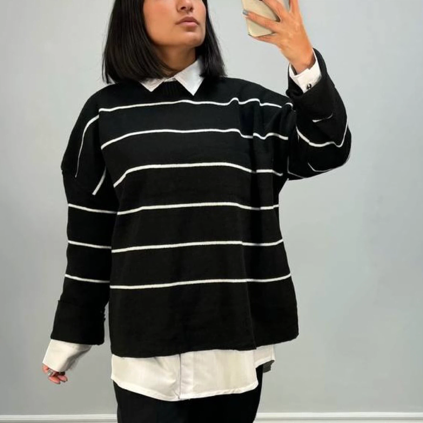 Black and white striped sweater - photo 3