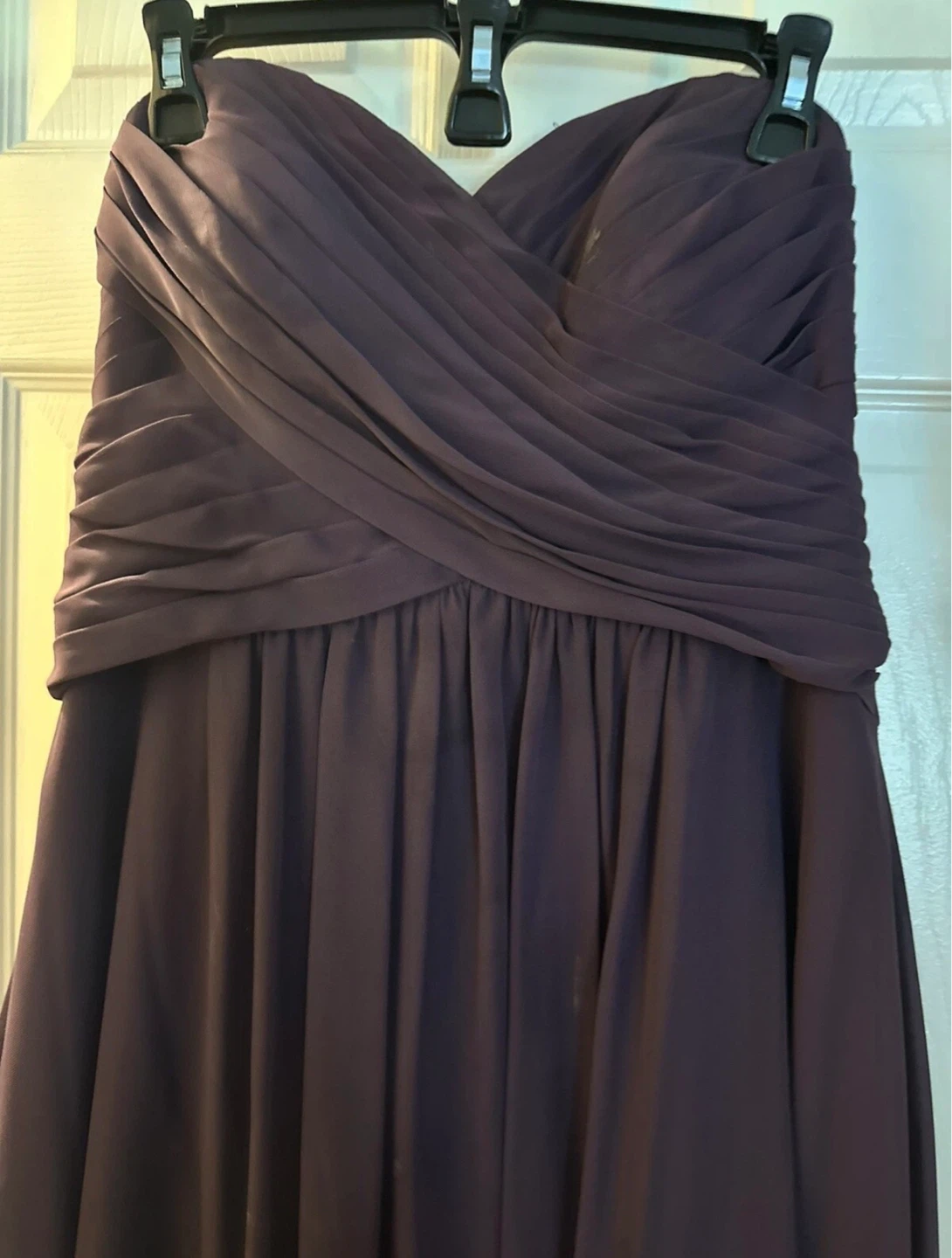 Azazie Strapless Chiffon Maxi Dress - Plum - Size 10