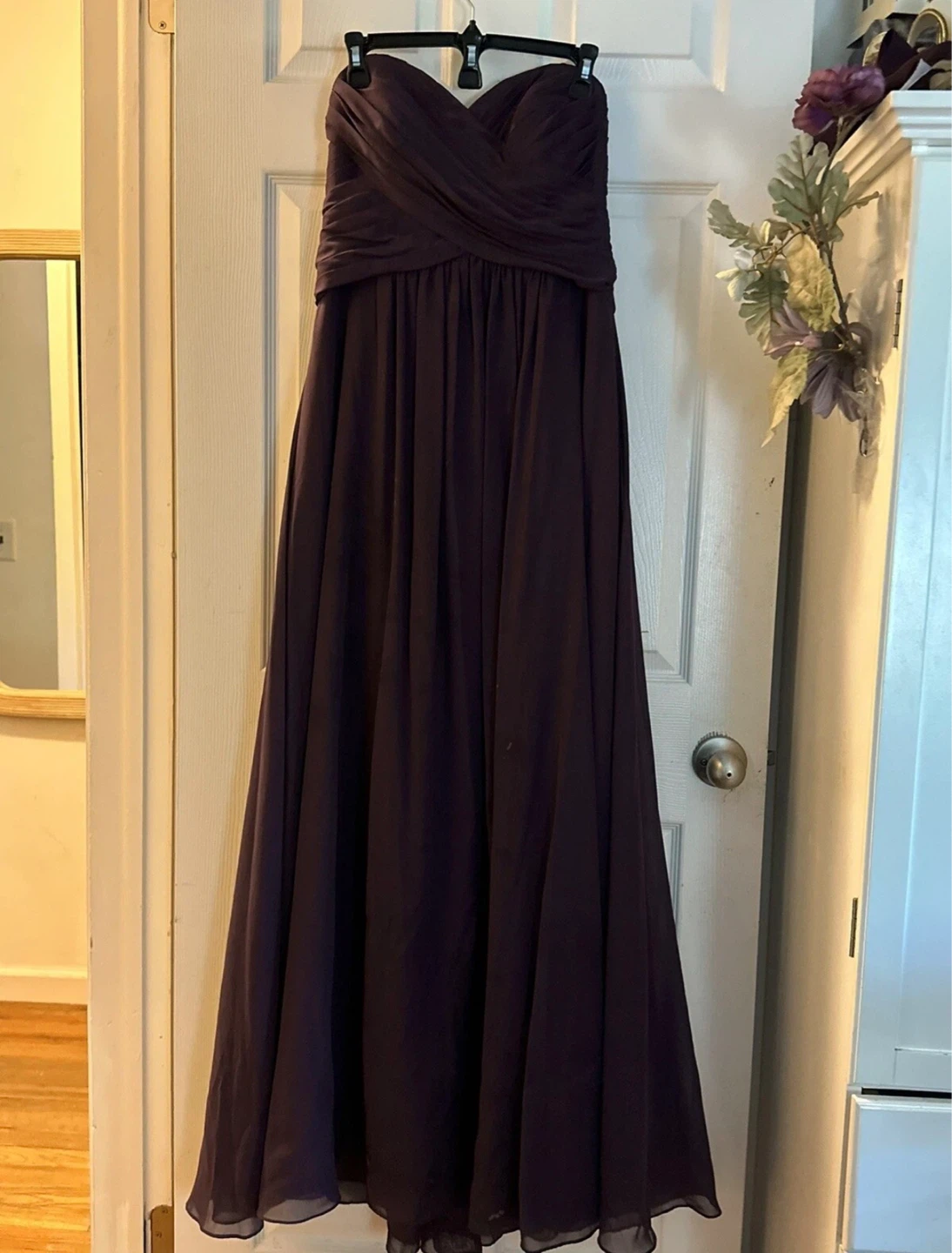 Azazie Strapless Chiffon Maxi Dress - Plum - Size 10 - photo 2