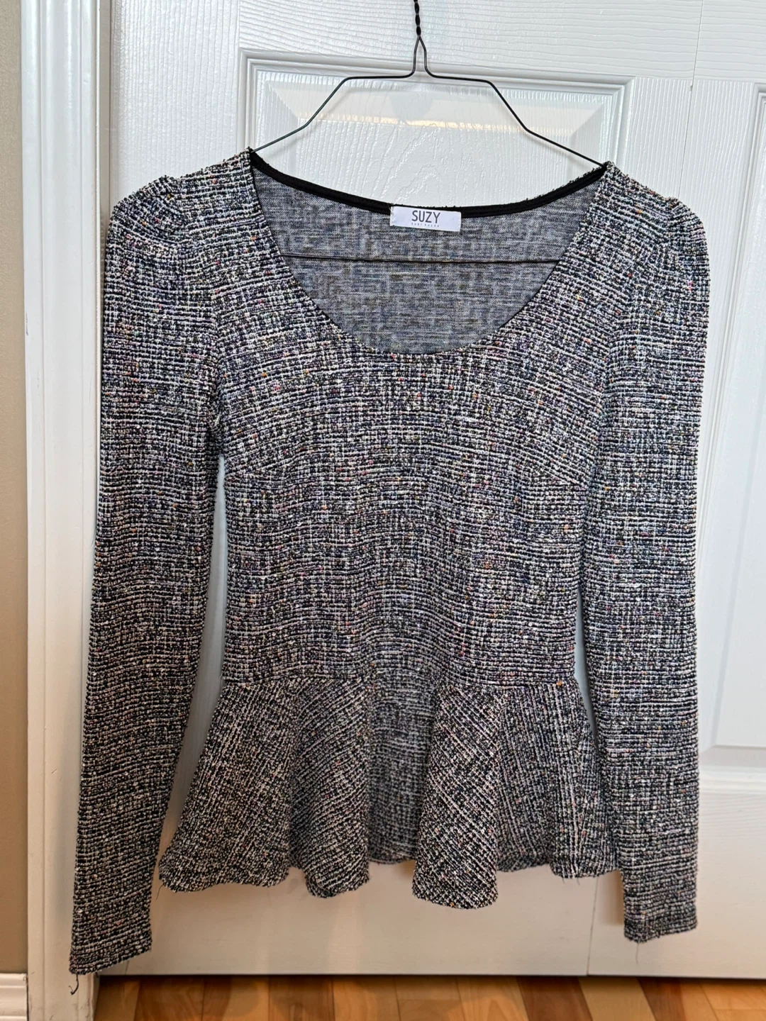 Suzy Shier Textured Peplum Top